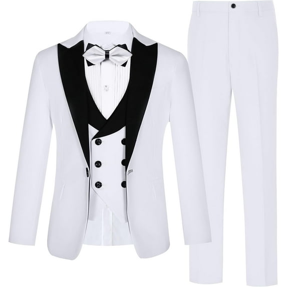 Lycody 5pcs Boys Suits Slim Fit Toddler Tuxedo Suit Set for Teen Boy Formal Dress Clothes Peaked Lapel Kids Wedding Outfit for Party Wedding Homecoming 2T-20 for Kids and Boys