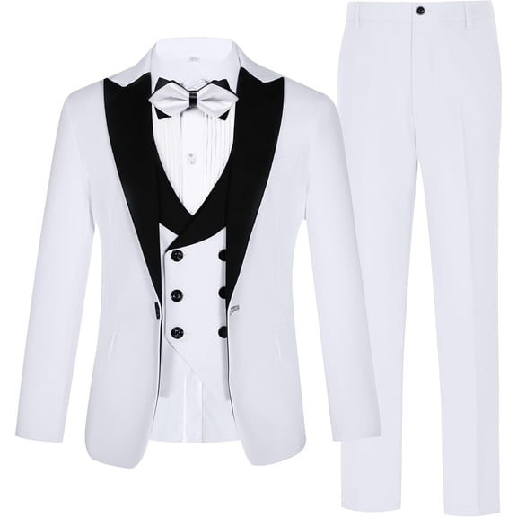 Lycody 5pcs Boys Suits Slim Fit Toddler Tuxedo Suit Set for Teen Boy Formal Dress Clothes Peaked Lapel Kids Wedding Outfit for Party Wedding Homecoming 2T-20 for Kids and Boys