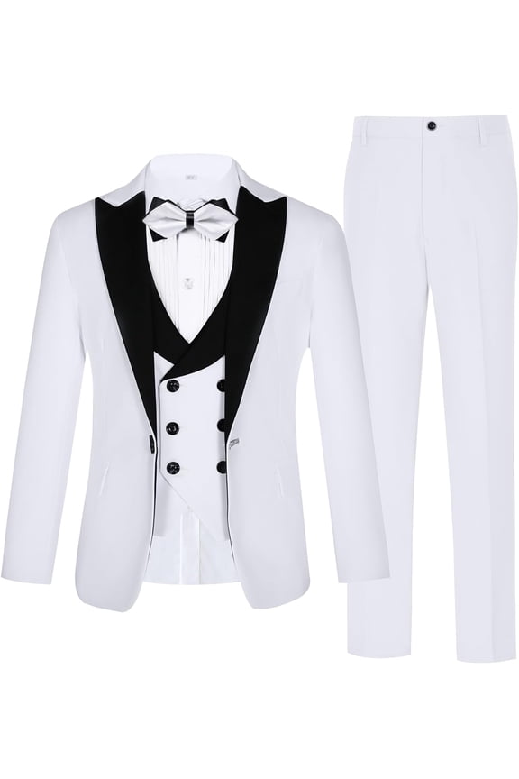 5pcs Boys Suits Slim Fit Toddler Tuxedo Suit Set for Teen Boy Formal Dress Clothes Peaked Lapel Kids Wedding Outfit for Party Wedding Homecoming 2T-20 for Kids and Boys