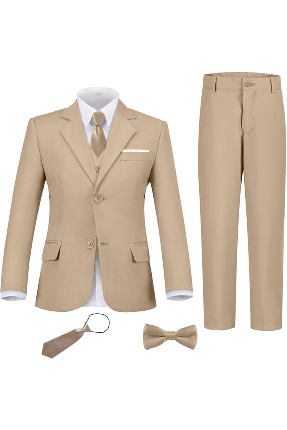 6pcs Boys Suit Set Slim Fit Kids Formal Suits for Teen and Kids Toddler Tuxedo Wedding Ring Bearer Outfit Prom Party Classic Suits