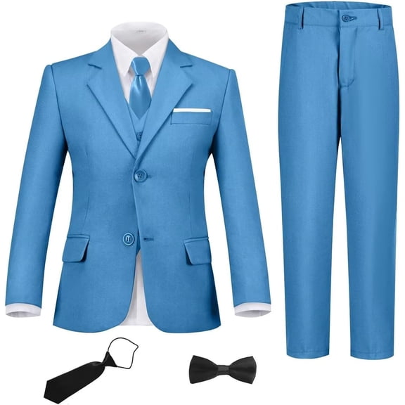 Lycody 6pcs Boys Suit Set Slim Fit Kids Formal Suits  for Teen and Kids Toddler Tuxedo Wedding Ring Bearer Outfit Prom Party Classic Suits