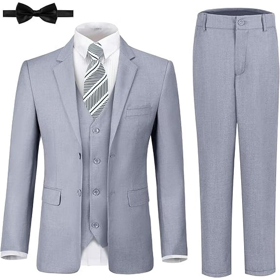 Lycody Boy's Formal Suit Set 6 piece Slim Fit Kids Tuxedo Suits for Wedding Teen Toddler Boy Dress Suit Outfit