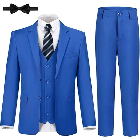 Lycody Boy's Formal Suit Set 6 piece Slim Fit Kids Tuxedo Suits for Wedding Teen Toddler Boy Dress Suit Outfit