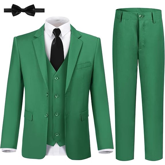 Lycody Boy's Formal Suit Set 6 piece Slim Fit Kids Tuxedo Suits for Wedding Teen Toddler Boy Dress Suit Outfit