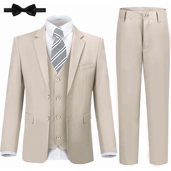 Lycody Boy's Formal Suit Set 6 piece Slim Fit Kids Tuxedo Suits for Wedding Teen Toddler Boy Dress Suit Outfit