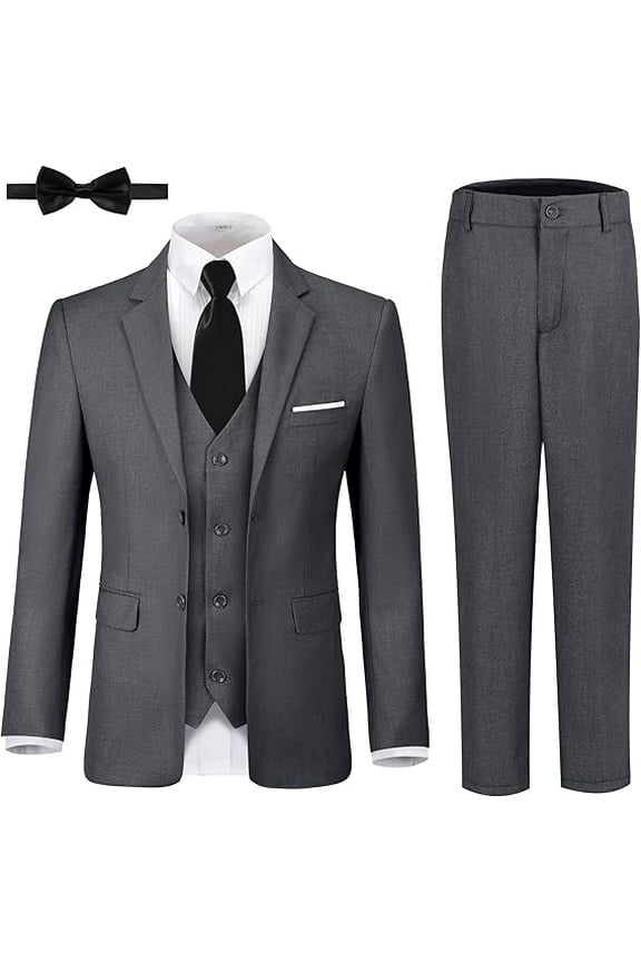 Boy's Formal Suit Set 6 piece Slim Fit Kids Tuxedo Suits for Wedding Teen Toddler Boy Dress Suit Outfit