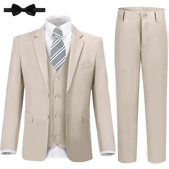 Lycody Boy's Formal Suit Set 6 piece Slim Fit Kids Tuxedo Suits for Wedding Teen Toddler Boy Dress Suit Outfit