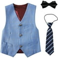 thumbnail image 1 of Lycody Boy's Suit Vest with Bowtie and Tie Kids Suits for Teen Adjustable Back Strap Vest Set Tie and Bowtie for Wedding Graduate Prom Party, 1 of 6