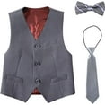 thumbnail image 1 of Lycody Boy's Suit Vest with Bowtie and Tie Kids Suits for Teen Adjustable Back Strap Vest Set Tie and Bowtie for Wedding Graduate Prom Party, 1 of 6