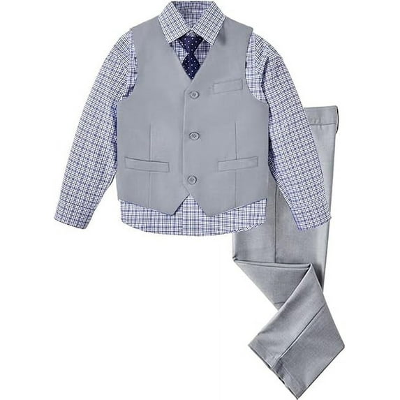 Lycody Boys 4-Pieces Suits Slim Fit Kids Outfits Vest Dress Pants Sets Formal Suit for Boy