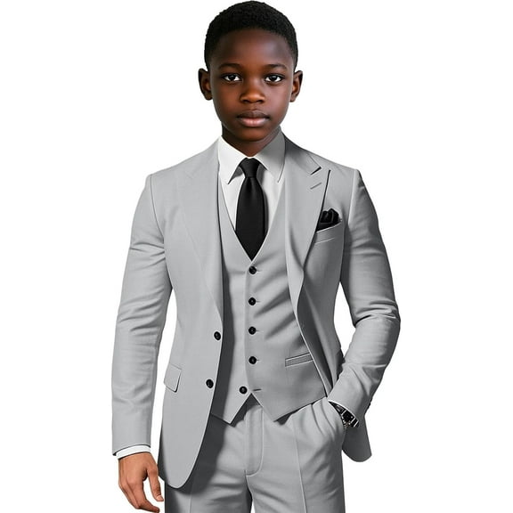 Lycody Boys Elegant Single Breasted Suit for Wedding 3 Piece Slim Fit Suits for Boys Suits for Summer Beach Wedding Homecoming Graduate Party Prom