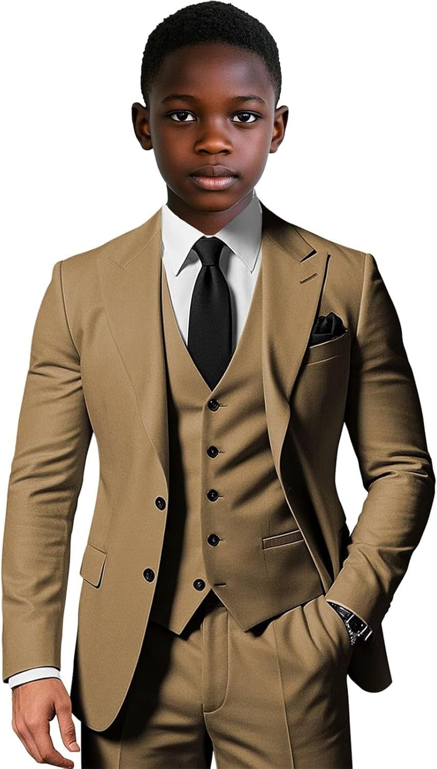 Lycody Boys Elegant Single Breasted Suit for Wedding 3 Piece Slim Fit Suits  for Boys Suits for Summer Beach Wedding Homecoming Graduate Party Prom