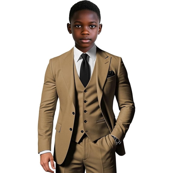 Lycody Boys Elegant Single Breasted Suit for Wedding 3 Piece Slim Fit Suits for Boys Suits for Summer Beach Wedding Homecoming Graduate Party Prom