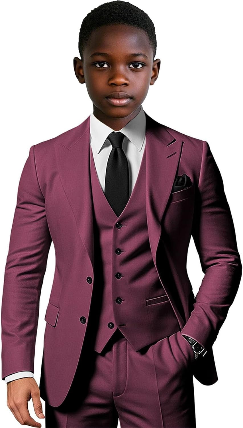 Lycody Boys Elegant Single Breasted Suit for Wedding 3 Piece Slim Fit Suits  for Boys Suits for Summer Beach Wedding Homecoming Graduate Party Prom