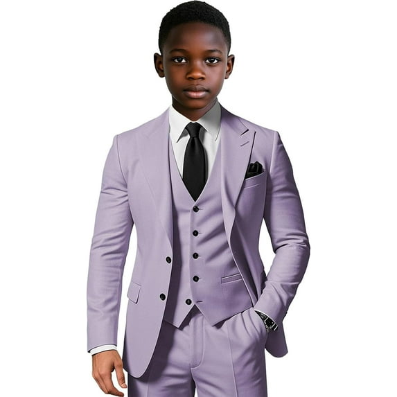 Lycody Boys Elegant Single Breasted Suit for Wedding 3 Piece Slim Fit Suits for Boys Suits for Summer Beach Wedding Homecoming Graduate Party Prom