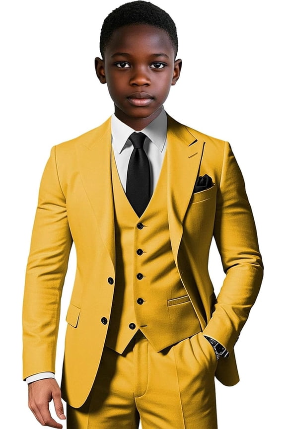 Boys Elegant Single Breasted Suit for Wedding 3 Piece Slim Fit Suits for Boys Suits for Summer Beach Wedding Homecoming Graduate Party Prom