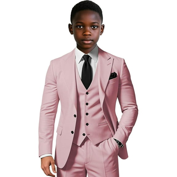 Lycody Boys Elegant Single Breasted Suit for Wedding 3 Piece Slim Fit Suits for Boys Suits for Summer Beach Wedding Homecoming Graduate Party Prom