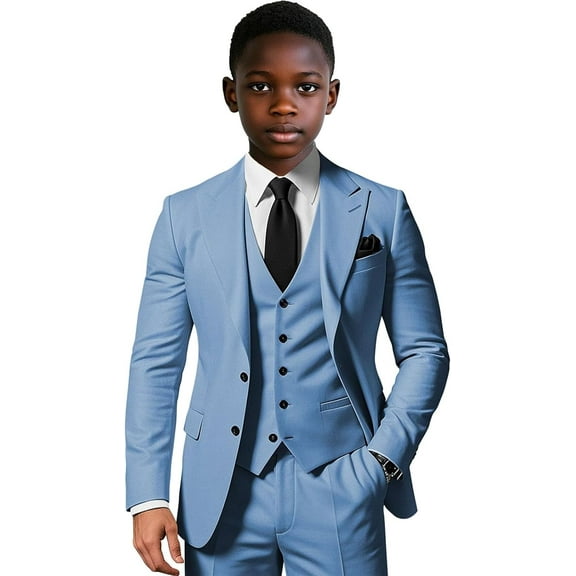 Lycody Boys Elegant Single Breasted Suit for Wedding 3 Piece Slim Fit Suits for Boys Suits for Summer Beach Wedding Homecoming Graduate Party Prom