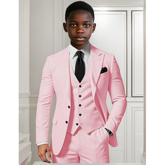 Lycody Boys Elegant Single Breasted Suit for Wedding 3 Piece Slim Fit Suits for Boys Suits for Summer Beach Wedding Homecoming Graduate Party Prom