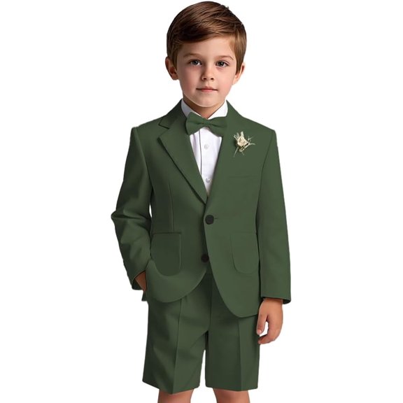 Lycody Boys Formal Slim Fit Toddler Suit Set for Kids and Teen Tuxedo Suit 2 Pieces Patch Pockets Suit Jacket and Shorts Set for Boys for Wedding Graduation Outfit