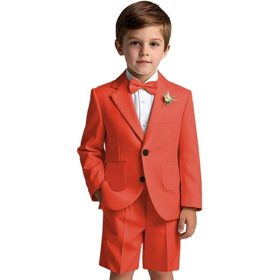 Lycody Boys Formal Slim Fit Toddler Suit Set for Kids and Teen Tuxedo Suit 2 Pieces Patch Pockets Suit Jacket and Shorts Set for Boys for Wedding Graduation Outfit