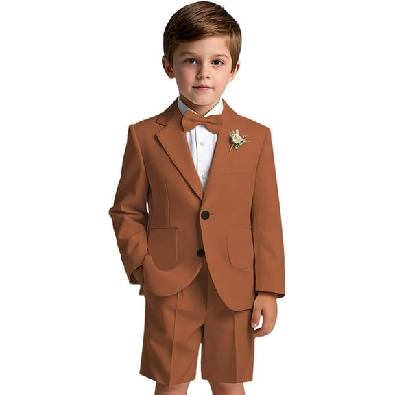 Lycody Boys Formal Slim Fit Toddler Suit Set for Kids and Teen Tuxedo Suit 2 Pieces Patch Pockets Suit Jacket and Shorts Set for Boys for Wedding Graduation Outfit