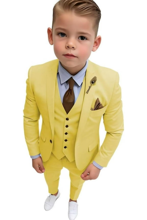 Boys Formal Slim Fit Toddler Suit Set for Kids Single Breasted Teen Tuxedo Suit for Wedding Graduation Outfit Blazer Vest Pants Set