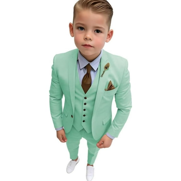 Lycody Boys Formal Slim Fit Toddler Suit Set for Kids Single Breasted Teen Tuxedo Suit for Wedding Graduation Outfit Blazer Vest Pants Set