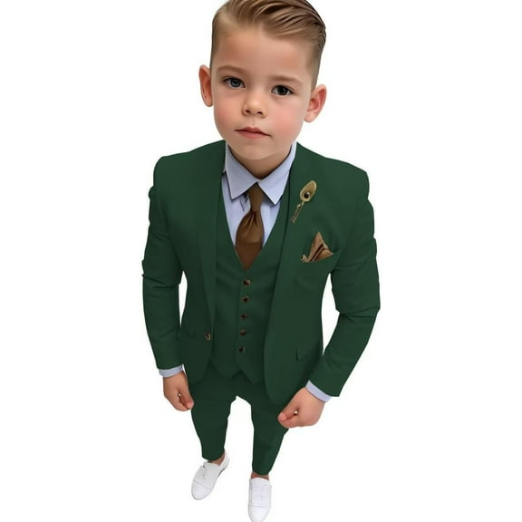 Lycody Boys Formal Slim Fit Toddler Suit Set for Kids Single Breasted Teen Tuxedo Suit for Wedding Graduation Outfit Blazer Vest Pants Set