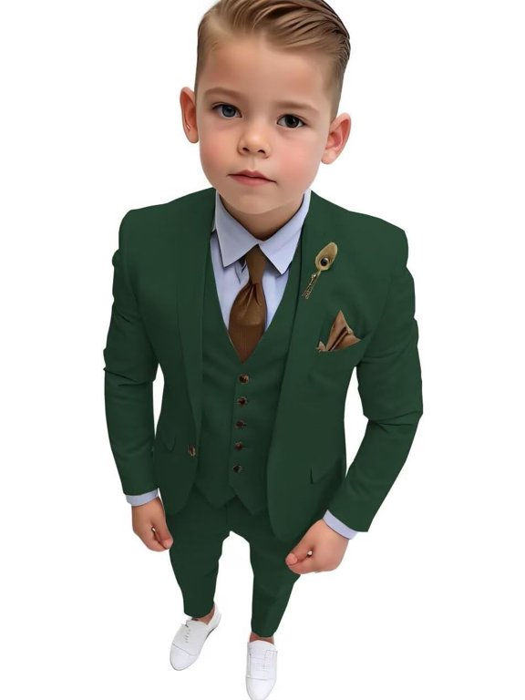Boys Formal Slim Fit Toddler Suit Set for Kids Single Breasted Teen Tuxedo Suit for Wedding Graduation Outfit Blazer Vest Pants Set