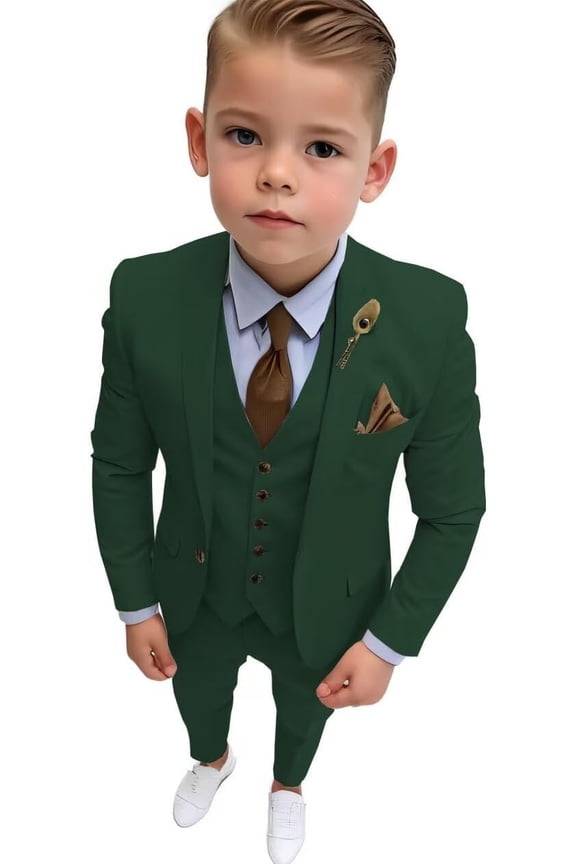 Boys Formal Slim Fit Toddler Suit Set for Kids Single Breasted Teen Tuxedo Suit for Wedding Graduation Outfit Blazer Vest Pants Set