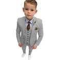 thumbnail image 1 of Lycody Boys Formal Slim Fit Toddler Suit Set for Kids Single Breasted Teen Tuxedo Suit for Wedding Graduation Outfit Blazer Vest Pants Set, 1 of 9