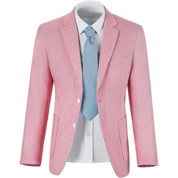 Lycody Boys Seersucker Slim Fit Jacket Lightweight Breathable Blazer Casual Stylish Summer Sport Coat for Wedding Travel Sandbeach Graduation