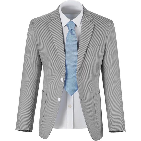 Lycody Boys Seersucker Slim Fit Jacket Lightweight Breathable Blazer Casual Stylish Summer Sport Coat for Wedding Travel Sandbeach Graduation