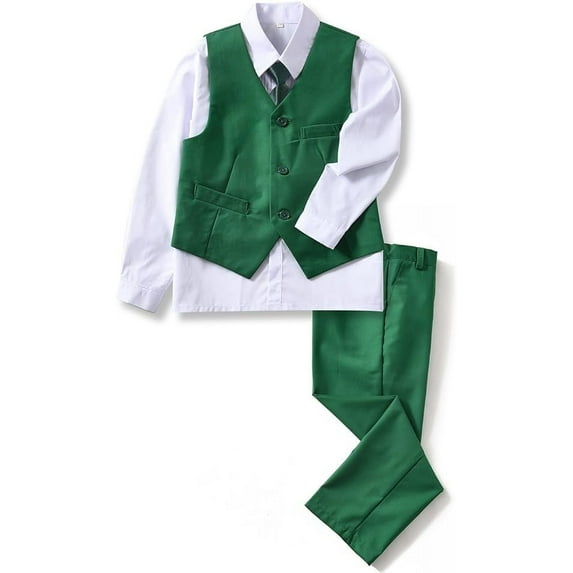 Lycody Boys Suit 4 pieces Dress Clothes Ring Bearer Outfit Homecoming Dresses Boy Vest and Pants Set for Kids Wedding Tuxedo Suits