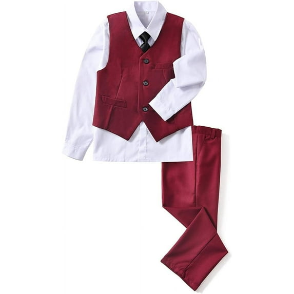 Lycody Boys Suit 4 pieces Dress Clothes Ring Bearer Outfit Homecoming Dresses Boy Vest and Pants Set for Kids Wedding Tuxedo Suits
