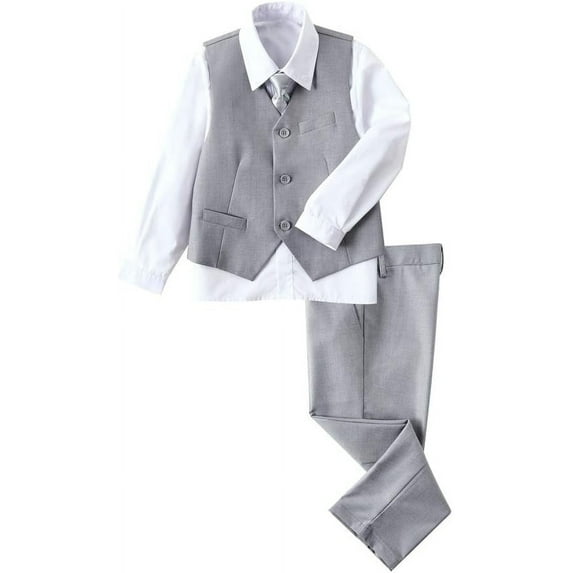 Lycody Boys Suit 4 pieces Dress Clothes Ring Bearer Outfit Homecoming Dresses Boy Vest and Pants Set for Kids Wedding Tuxedo Suits