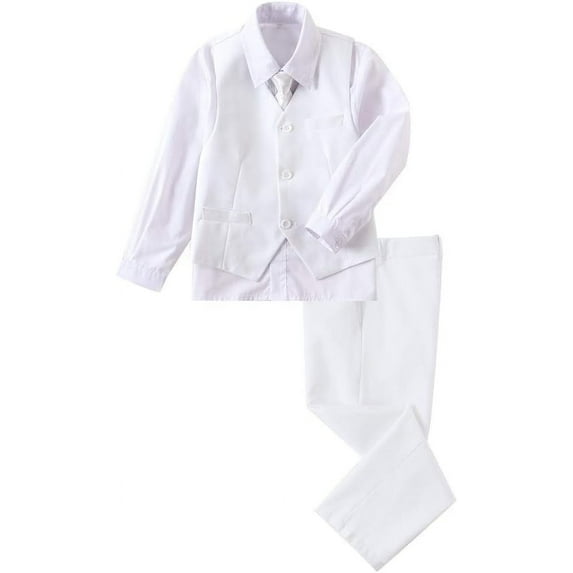 Lycody Boys Suit 4 pieces Dress Clothes Ring Bearer Outfit Homecoming Dresses Boy Vest and Pants Set for Kids Wedding Tuxedo Suits