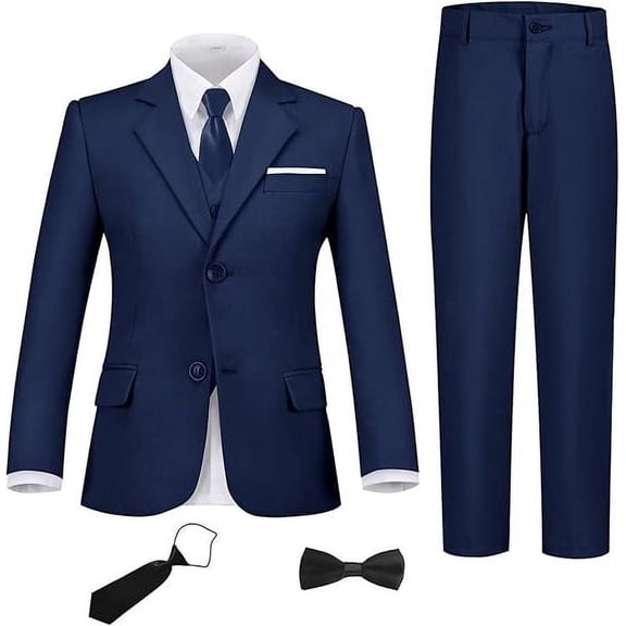 Lycody Boys Suit Set Slim Fit Kids Formal Suits Toddler Tuxedo Wedding Prom Classic Suits for Boy Teen Black Blue Dress Outfit