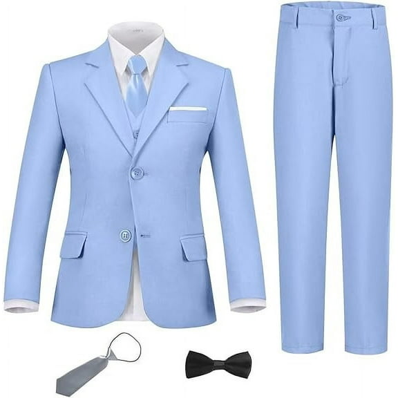 Lycody Boys Suit Set Slim Fit Kids Formal Suits Toddler Tuxedo Wedding Prom Classic Suits for Boy Teen Black Blue Dress Outfit