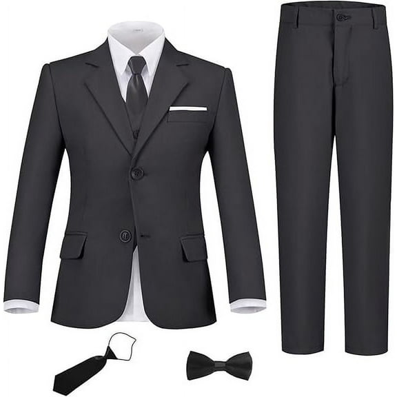 Lycody Boys Suit Set Slim Fit Kids Formal Suits Toddler Tuxedo Wedding Prom Classic Suits for Boy Teen Black Blue Dress Outfit