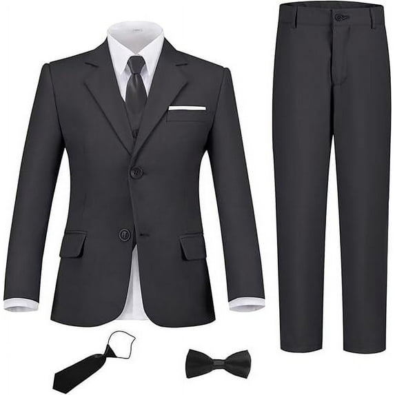 Lycody Boys Suit Set Slim Fit Kids Formal Suits Toddler Tuxedo Wedding Prom Classic Suits for Boy Teen Black Blue Dress Outfit