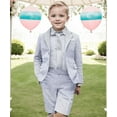 thumbnail image 1 of Lycody Boys Suits 2 Piece Casual Seersucker Stripe Blazer Short Pants Suit Kids and Teen Sport Coats Shorts Suit Outfits for Wedding travel , Adjustable Waist, 1 of 9