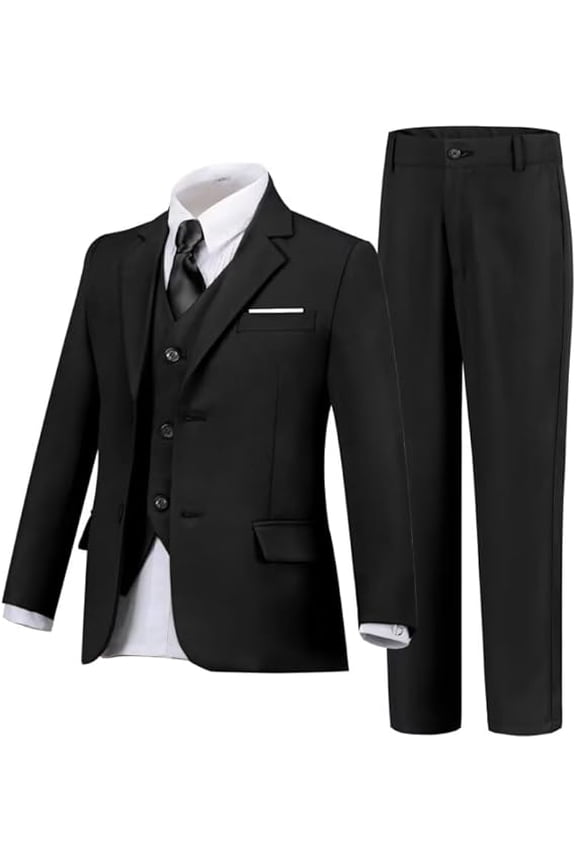 Boys' Suits 4 pieces Formal Tuxedo Slim Fit Boys Suit Set for Wedding Outfit Teen Boy Dress Clothes