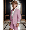 thumbnail image 1 of Lycody Kids' Classic Seersucker Tuxedo for Boys Formal Suit 2 Piece Boys Tuxedo Wedding Outfit Toddler Suit for Boys Jacket and Shorts, 1 of 6