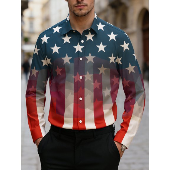 Lycody Men's Cotton Long-Sleeve Shirts - Fashion Print Casual Button-Down Tops