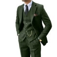 thumbnail image 1 of Lycody Men's Slim Fit 3-Piece Tweed Herringbone Suit - Jacket, Blazer, Vest, and Pants, 1 of 7