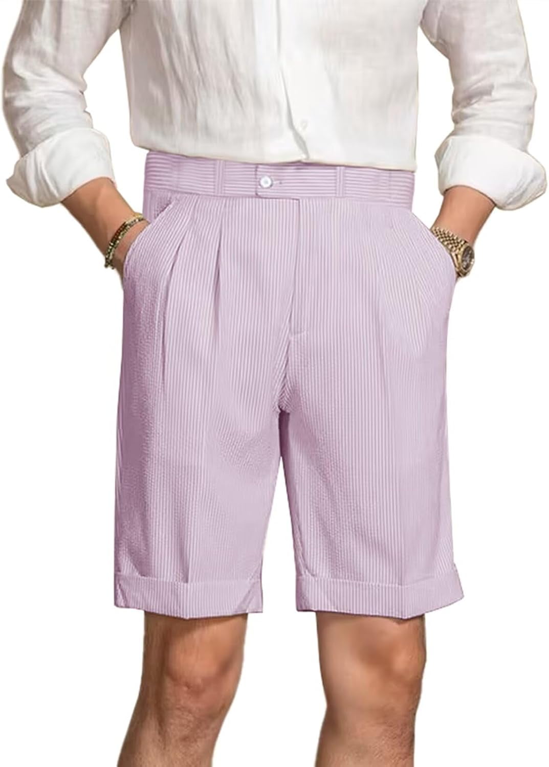 Slim Fit Trousers Men's Summer Seersucker Slim Fit Pants - Lightweight Striped Dress Pants For Weddings & Business Striped Pants Men Slim Fit Trousers Men's Summer Seersucker Slim Fit Pants - Lightweight Striped Dress Pants For Weddings & Business Striped Pants Men