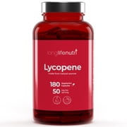 LongLifeNutri Lycopene 50mg - 180 Vegetarian Capsules, Organic Supplement