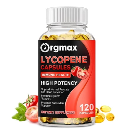 Lycopene Capsules - Natural Tomato Extract for Prostate and Heart Organic Complex Formula Supplement, 120 Softgels (Non-GMO) ?